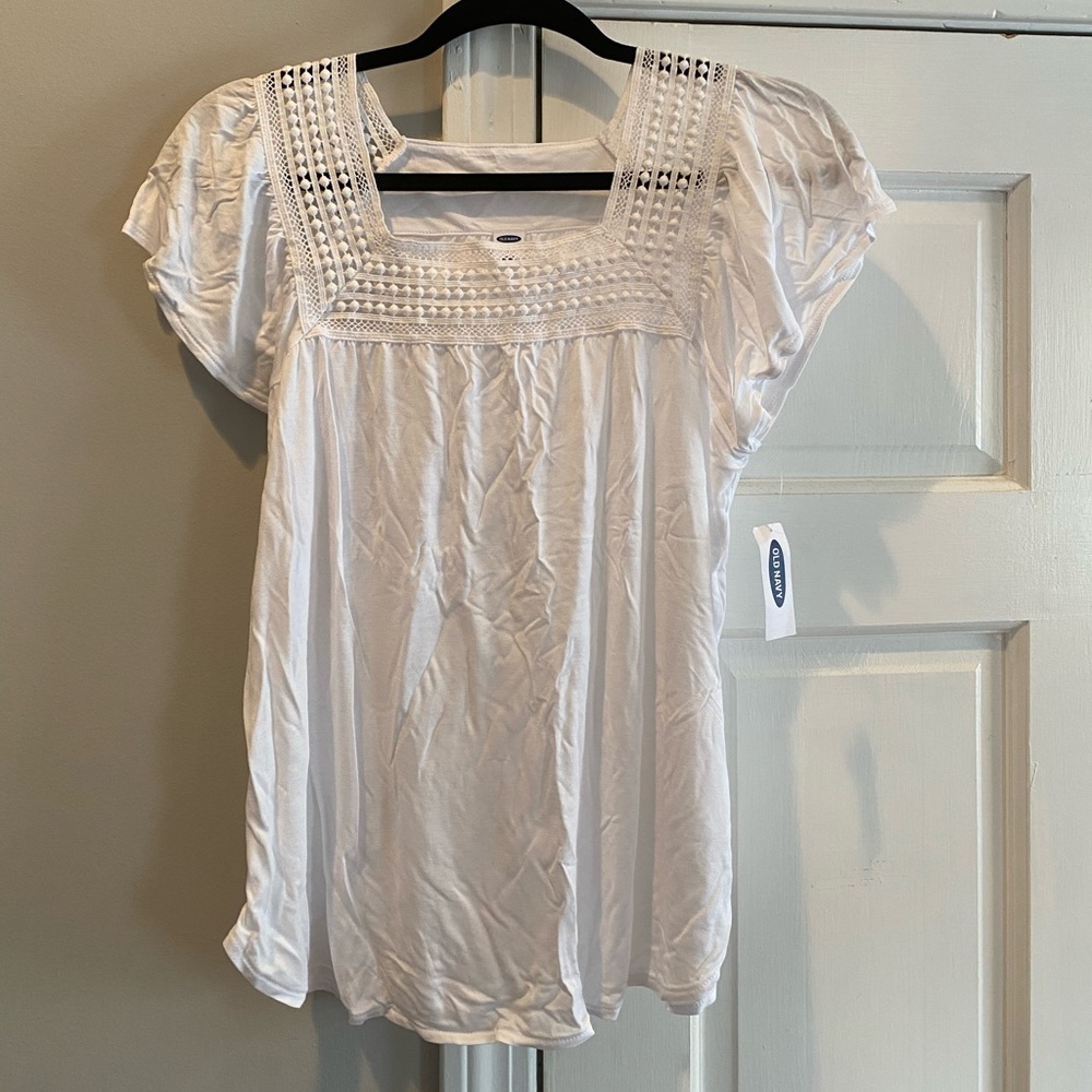 Lace trim square neck top